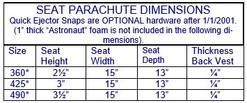 National Parachutes Inc. Seat